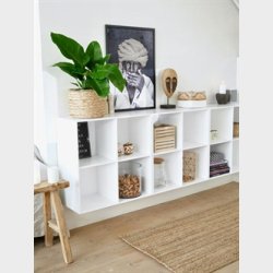 Stor KVADRAT reol med 4 rum - hvidmalet birk